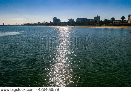 Sun Glistening Of The Water In Port Philip Bay Saint Kilda