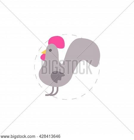 Cock Flat Clipart. Cock Simple Vector Clipart.