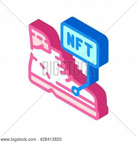 Virtual Blockchain-based Sneakers Isometric Icon Vector. Virtual Blockchain-based Sneakers Sign. Iso