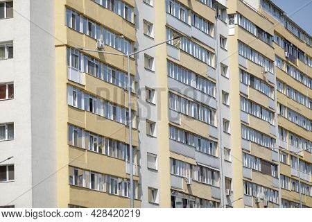 Bucharest, Romania - July 23, 2021: Communist Era Block Of Flats.