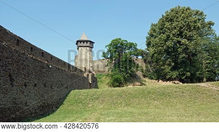 View Of The Fortifications With The Tower Of The Castle Helfstyn In The Czech Republic.