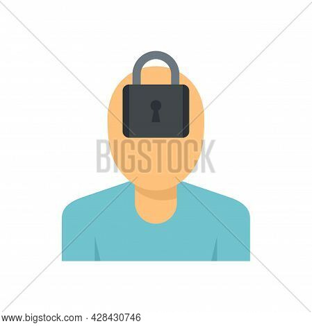 Mental Person Lock Icon. Flat Illustration Of Mental Person Lock Vector Icon Isolated On White Backg