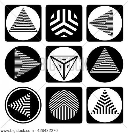 Geometric gesign elements. Circle, triangle and square shapes. Abstract icons set. 
