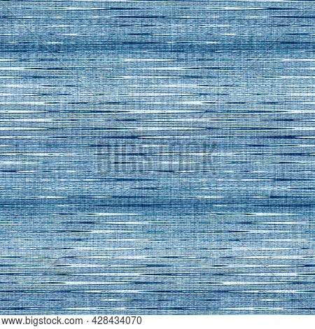 Classic Blue Woven Stripe Masculine Shirt Fabric Texture. Navy Space Dyed Marled Melange Background.