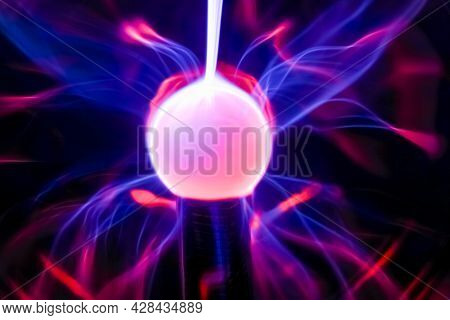 Plasma Ball Close Up Blue Violet Purple And Red