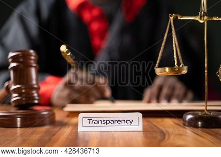 Focus On Reforms, Concept Showing Of Judicial Reforms - Judge At Court After Hitting Gavel Pushing R
