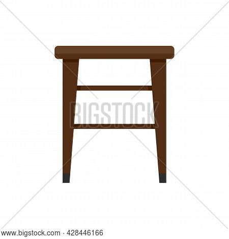 Classic Backless Chair Icon. Flat Illustration Of Classic Backless Chair Vector Icon Isolated On Whi