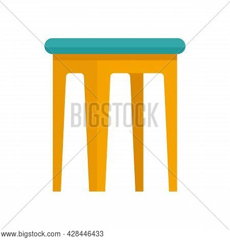 Kid Plastic Backless Chair Icon. Flat Illustration Of Kid Plastic Backless Chair Vector Icon Isolate