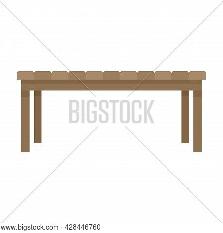 Wood Long Yard Bench Icon. Flat Illustration Of Wood Long Yard Bench Vector Icon Isolated On White B