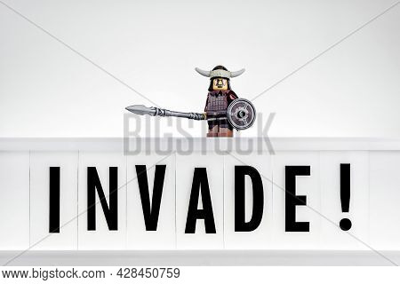 Billund, Denmark - July 15, 2021: Invade! Illustrative Editorial