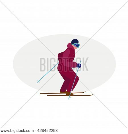 Skier Clipart. Skier Simple Vector Clipart. Skier Isolated Clipart.