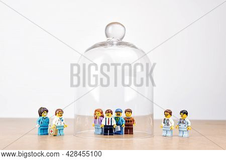 People Under Glass Dome Under The Supervision Of A Medical Team. Illustrative Editorial. July 18, 20