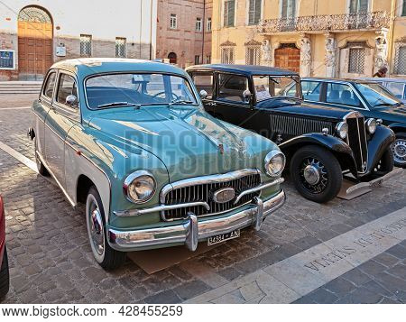 Vintage Italian Fiat 1400 B (1957) In Classic Car Meeting In Jesi, An, Italy - September 29,2019