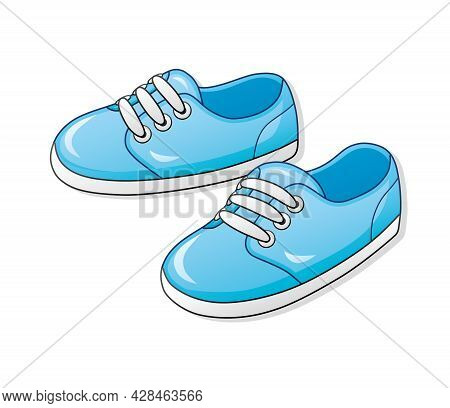 Blue Sport Sneakers Shoes Isolated Cartoon Vector