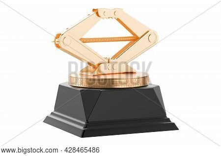 Screwjack Golden Award Concept. 3d Rendering Isolated On White Background