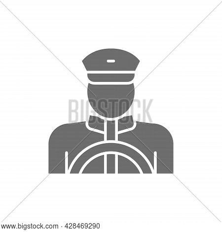 Vector Taxi Driver, Cabbie, Cabby Gray Icon.