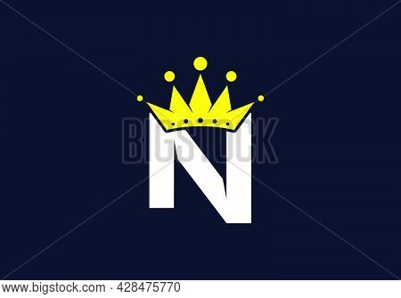White N Initial Letter With Yellow Crown