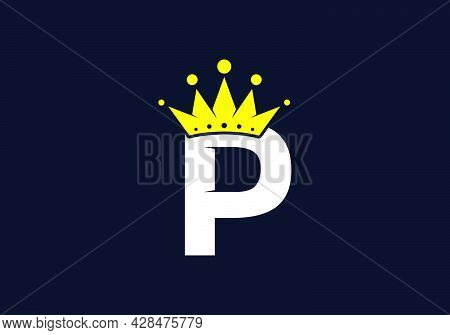 White Color Of P Initial Letter With Yellow Crown