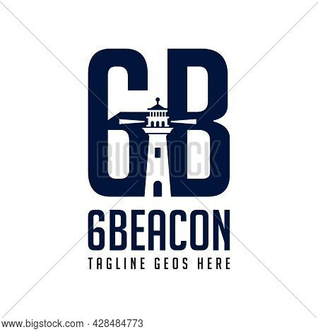 Lighthouse Illustration Logo Design With Letter 6b