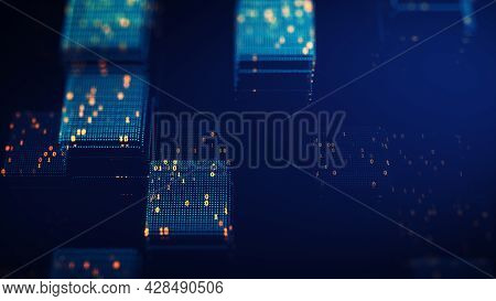 Block Chain Concept. Big Data Binary Code Futuristic Information Technology, Data Flow. Transferring