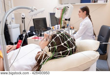 Patient Brain Testing Using Encephalography At Medical Center