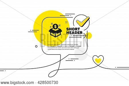 Post Package Icon. Continuous Line Check Mark Chat Bubble. Paid Service Sign. Post Package Icon In C