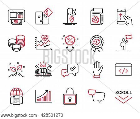 Vector Set Of Business Icons Related To Tips, Cardio Training And Graph Chart Icons. Internet Docume