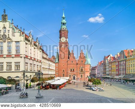 Wroclaw, Poland. View Of Market Square And Gothic Town Hall