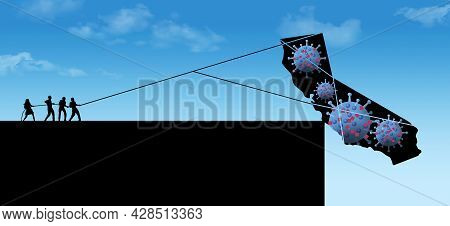 The State Of California, Usa, Is Seen Being Pulled Back From The Brink Of Covid-19 Diaster In This 3