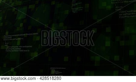 3d Visualization Of Dark Green Data Transmission, Virtual Industry, Seamless Loop. Motion. Hi Tech B