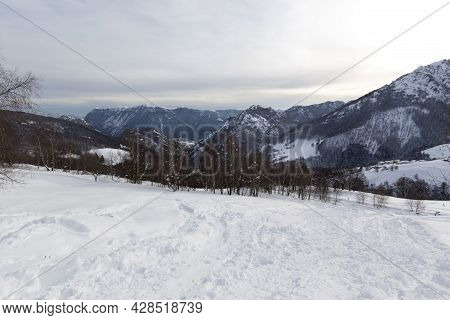 View Of Landscape In Val Cavargna During Winter Trekking