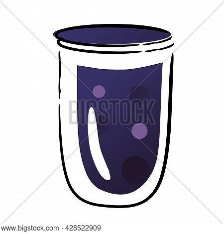 Vector Illustration With Jar Of Blueberry Jam On White Background