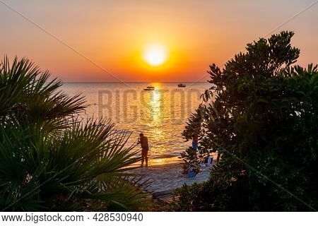 Sunset On Sani Beach, Kassandra Peninsula, Chalkidiki, Greece