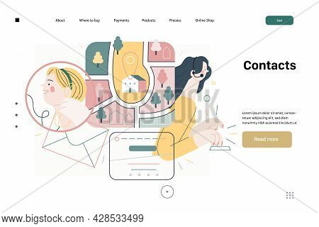 Medical Insurance Template - Clinic Contacts. Modern Flat Vector