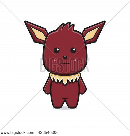 Cute Monster Mascot Character Cartoon Icon Vector Illustration. Design Isolated On White. Flat Carto