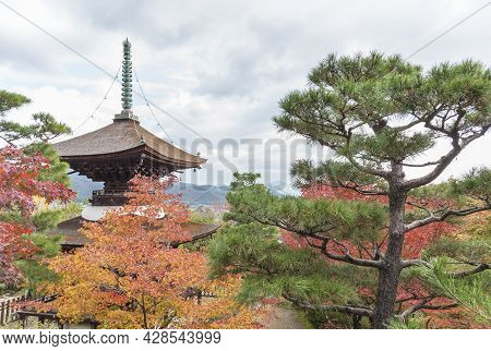 Pagoda Of Jojakko-ji Temple, Kyoto, Japan In Autumn Season
