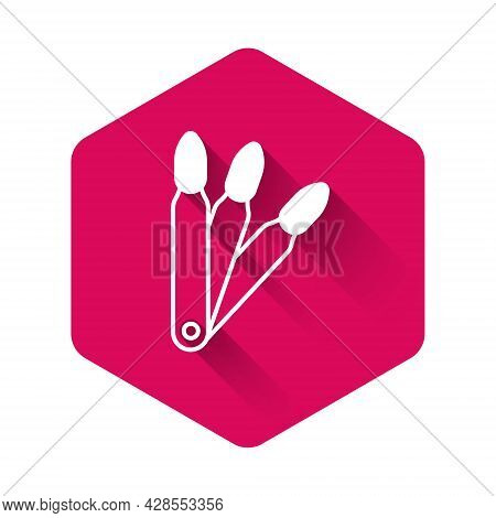 White Set Of False Nails For Manicure Icon Isolated With Long Shadow Background. Varnish Color Palet