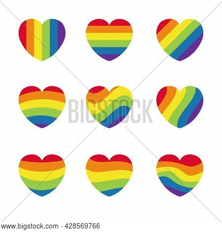 Pride Lgbt Heart Vector Icon. Lesbian Gay Bisexual And Transgender Community Concept. Flat Design Sy