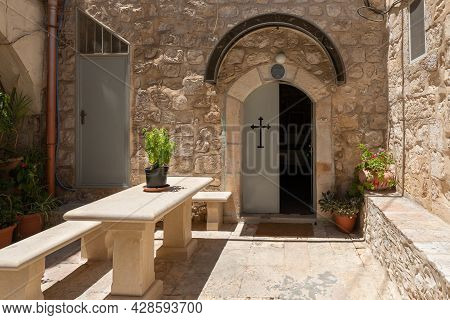 The Courtyard Of The Small Feodorovsky Monastery In Christian Quarters In The Old City Of Jerusalem,