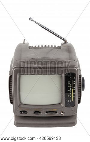 Old 5.5 Inch Protable Analog Crt Tv Unit Isolated On White
