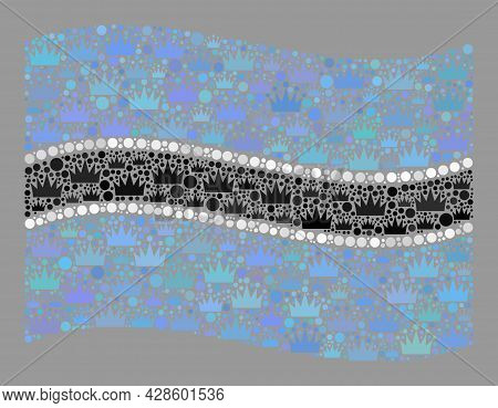 Mosaic Waving Botswana Flag Designed With Royal Elements. Royalty Vector Mosaic Waving Botswana Flag
