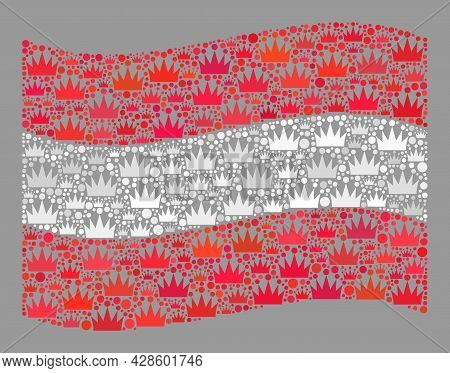 Mosaic Waving Austria Flag Designed Of Royal Elements. Luxury Vector Collage Waving Austria Flag Com