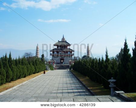 Chinese Pagoda With Blue Skies