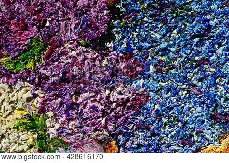 Abstract Oil Paint Texture On Canvas, Background.
