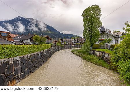 Garmisch-partenkirchen, Bavaria, Germany, Loisach River Flows Through Garmisch-partenkirchen, Landsc