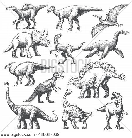 Big Set Dinosaur Hand Vector & Photo (Free Trial) | Bigstock