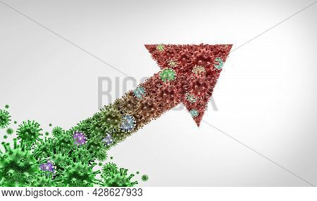 Variant Mutating Virus Strain Infections Going Up As An Arrow And Covid Outbreak As The Highly Conta