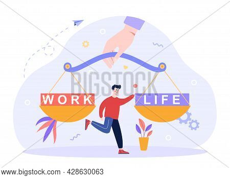 Work Life Balance As Career Or Family Relationship Scales Concept. Choose Between Passion, Love Vers