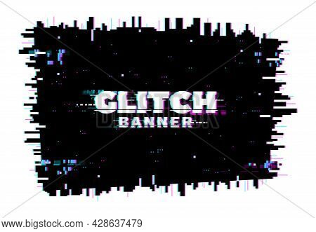 Digital Color Distortion Glitch Screen, Lines And Pixel Noise Background. Vector Glitched Banner, Te