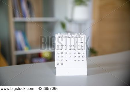 Calendar Desk Place On Table. Desktop Calender For Planner To Plan Agenda, Timetable, Appointment, O